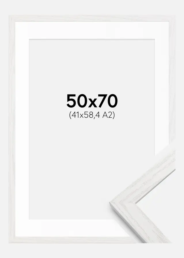 Raam Stilren valge tamm 50x70 cm - paspartuu valge 42x59,4 cm