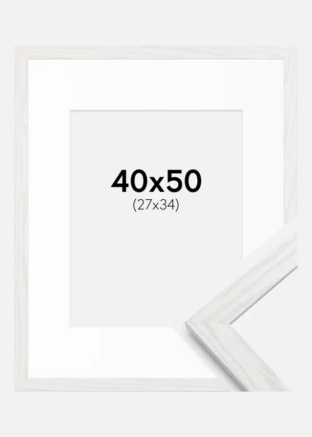 Raam Stilren valge tamm 40x50 cm - paspartuu valge 28x35 cm