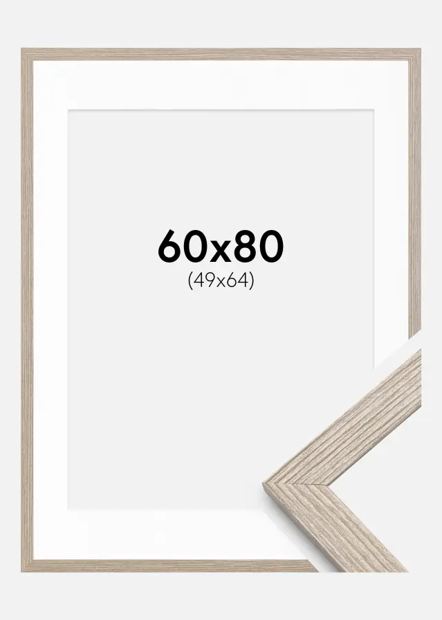 Raam Stilren Greige tamm 60x80 cm - paspartuu valge 50x65 cm