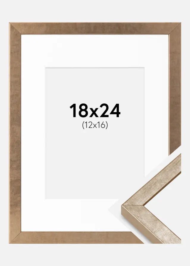 Raam Ares messing 18x24 cm - paspartuu valge 13x17 cm