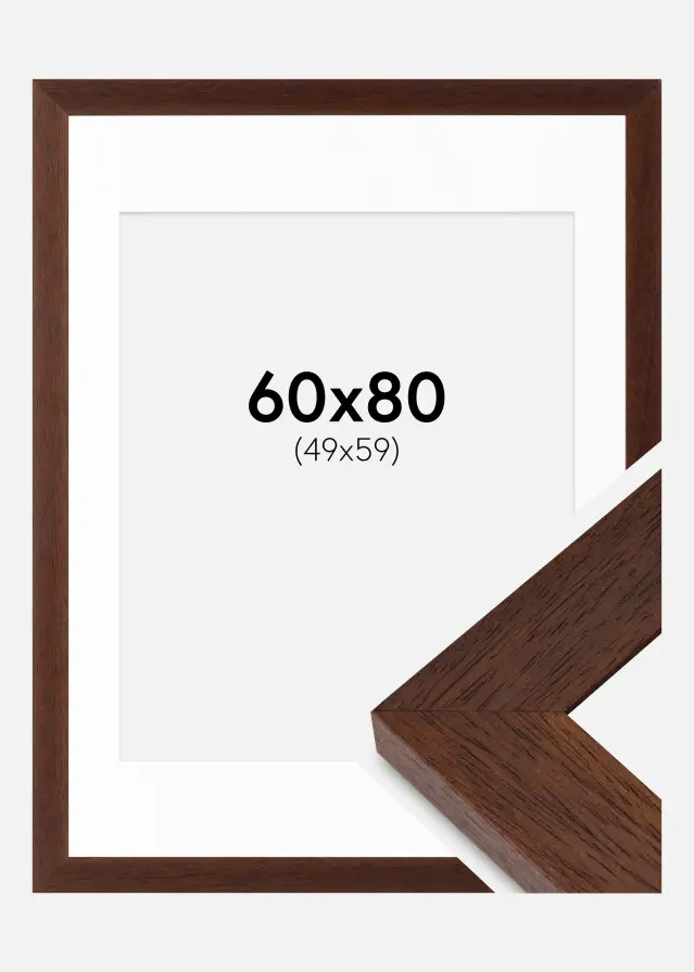 Raam Juno Teak 60x80 cm - paspartuu Valge 50x60 cm