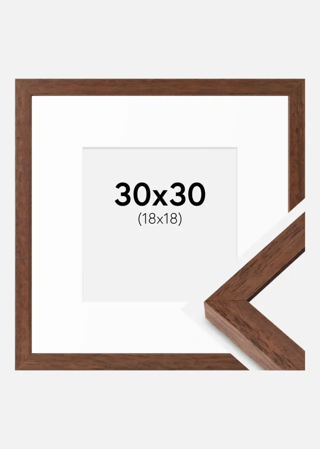 Raam Hermes Teak 30x30 cm - paspartuu Valge 19x19 cm