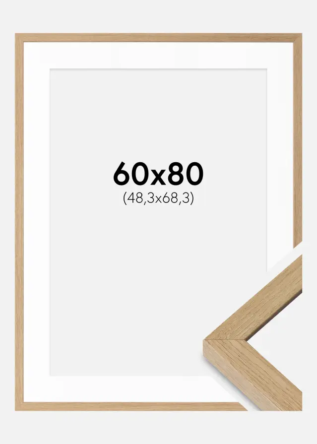 Raam Hermes Loomulik tamm 60x80 cm - paspartuu valge 49,3x69,3 cm