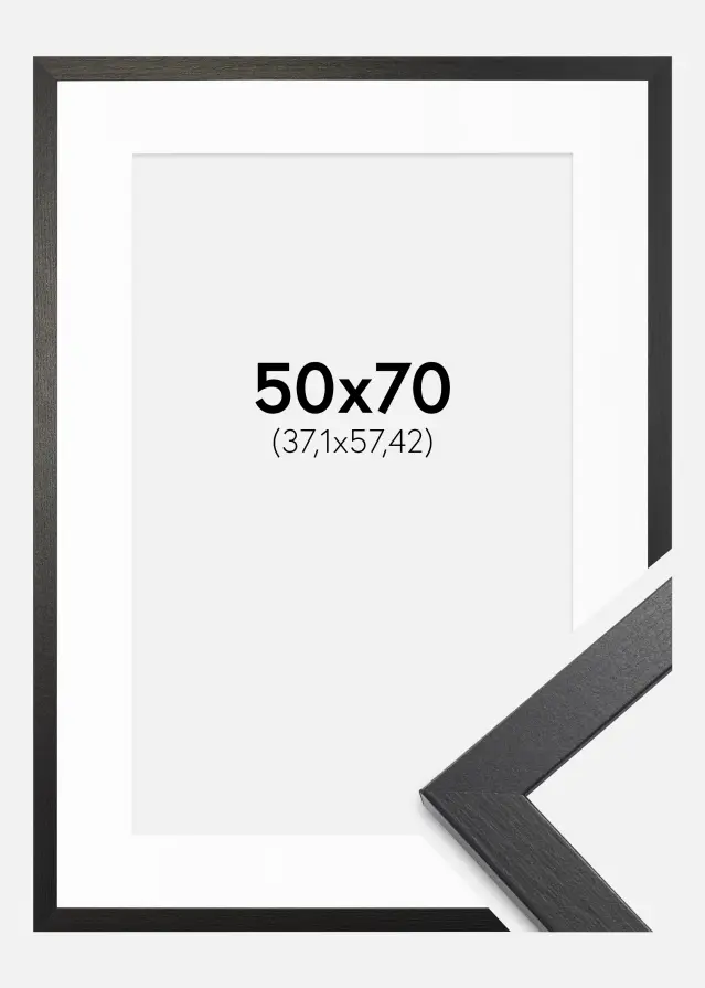 Raam Stilren must tamm 50x70 cm - paspartuu valge 15x23 tolli