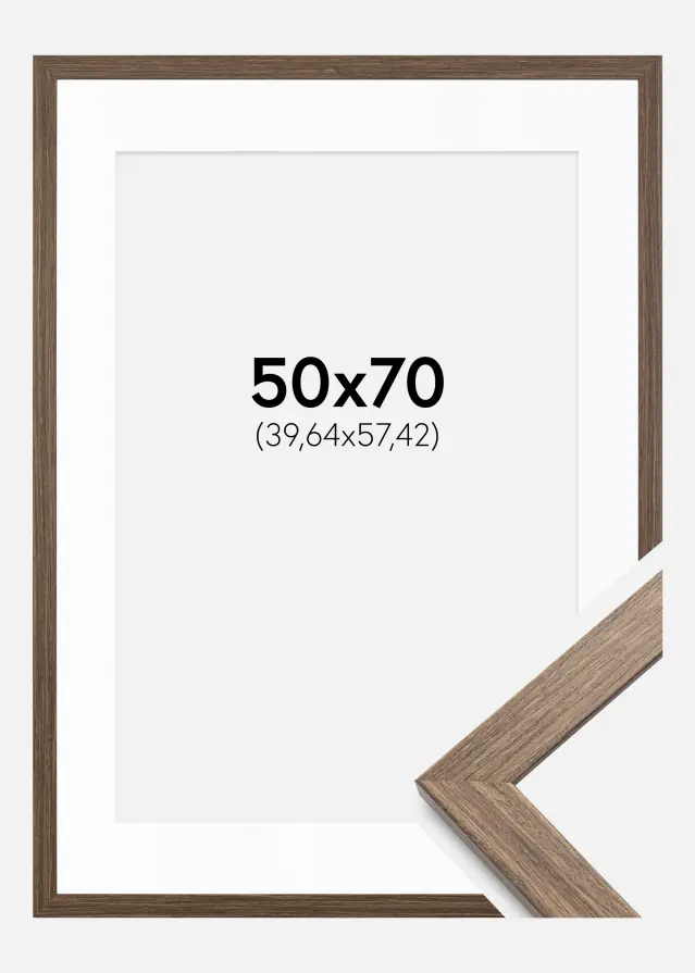 Raam Stilren külm pruun 50x70 cm - paspartuu valge 16x23 tolli