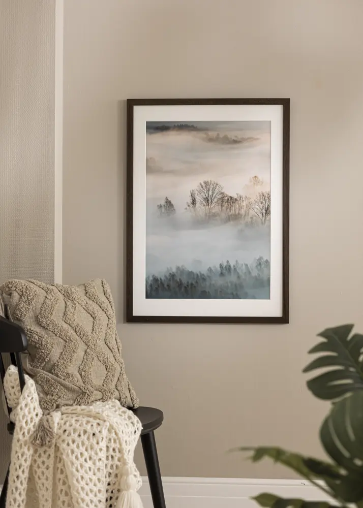 Raam Pruun Puit 55x80 cm - paspartuu Valge 45x70 cm