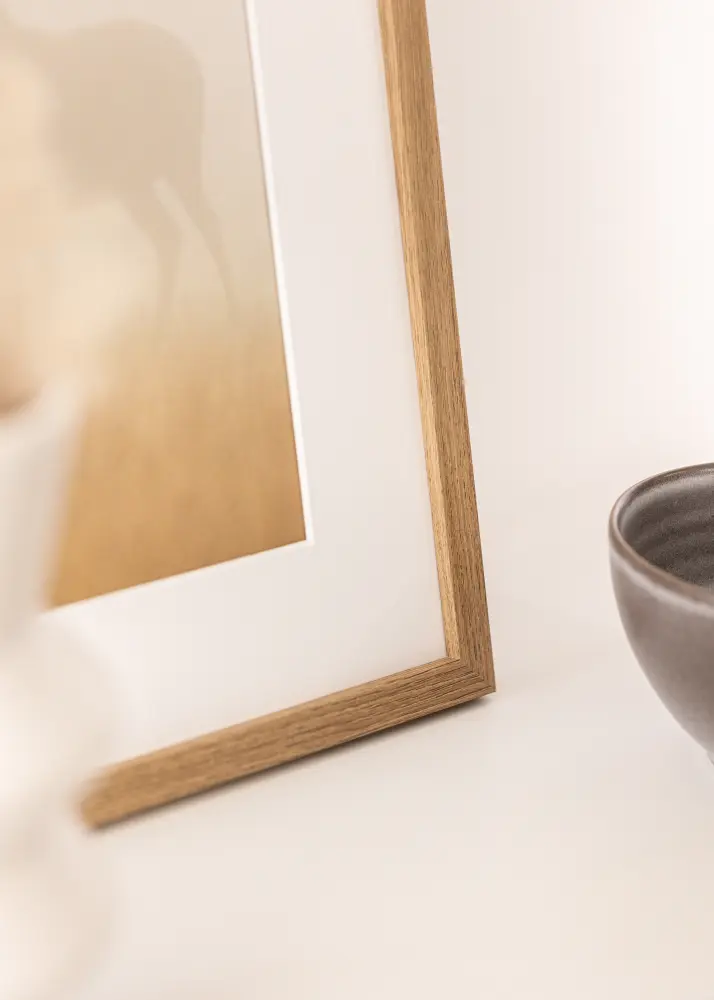Raam Modern Teak 30x40 cm - paspartuu Valge 21x29,7 cm