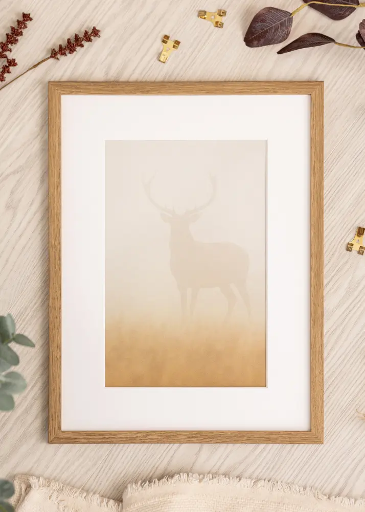 Raam Modern Teak 30x40 cm - paspartuu Valge 21x29,7 cm