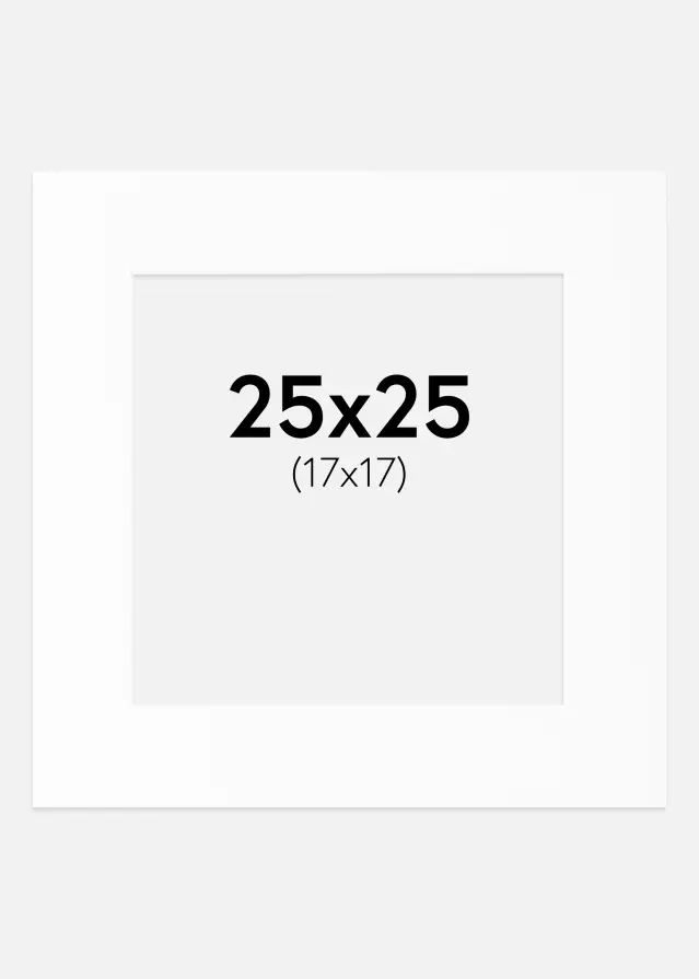 Paspartuu valge standard Valge äär 25x25 cm (17x17)