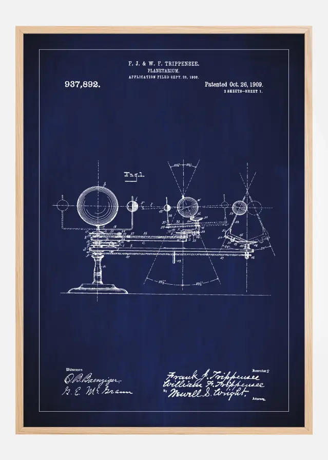 Patenteeritud joonistus - planetaarium - sinine Plakat