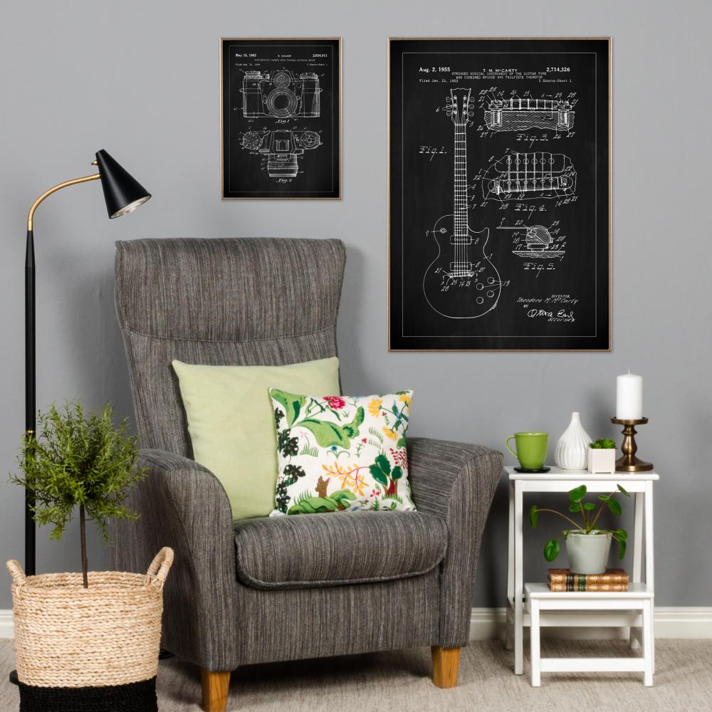 Patenteeritud joonistus - elektrikitarr sees - muster Plakat