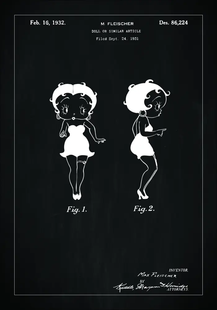 Patenteeritud joonistus - Betty Boop - muster Plakat