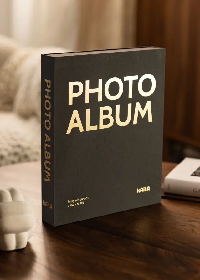 KAILA PHOTO Album Black, Coffee Table Photo Album (60 tk, mustad leheküljed)