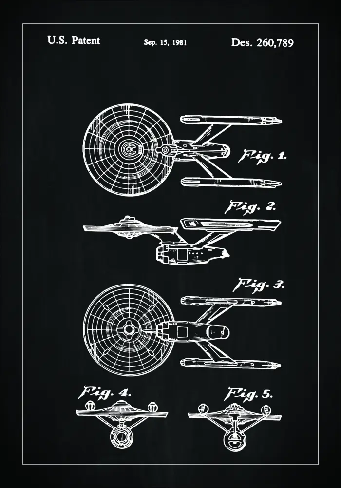 Patenteeritud joonistus - Star Trek - USS Enterprise - muster Plakat