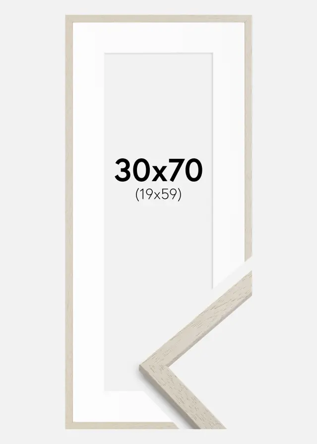 Raam Edsbyn liiv 30x70 cm - paspartuu valge 20x60 cm