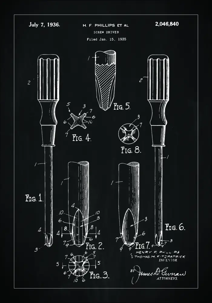 Patenteeritud joonistus - kruvikeeraja - muster Plakat