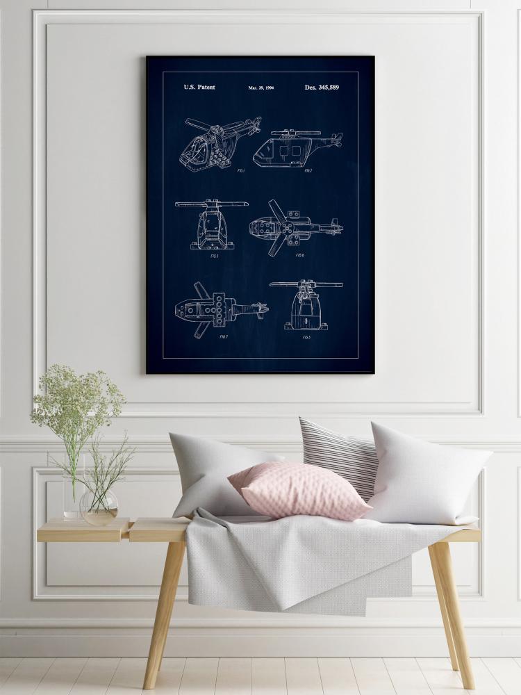 Patent Print - Lego Helicopter - Blue Plakat