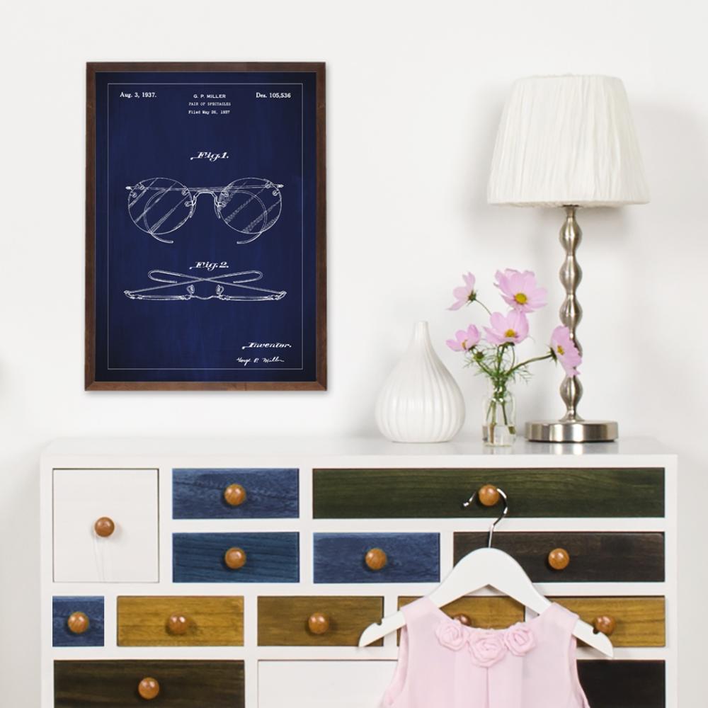 Patenteeritud joonistus - prillid A - sinine Plakat