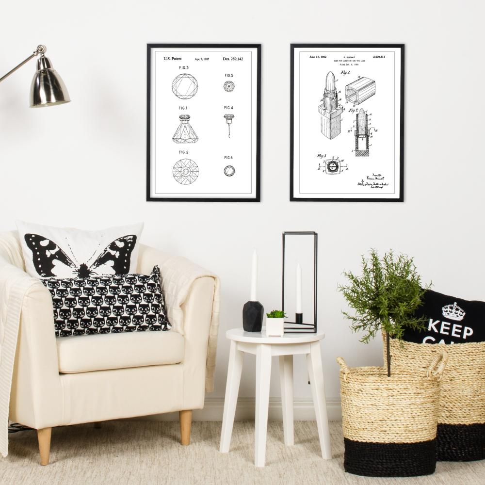 Patenteeritud joonistus - huulepulk - valge Plakat