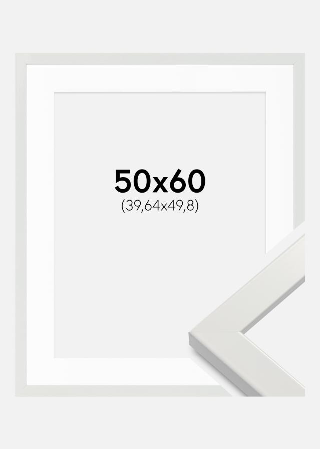 Raam White Wood Glossy 50x60 cm - paspartuu valge 16x20 inches