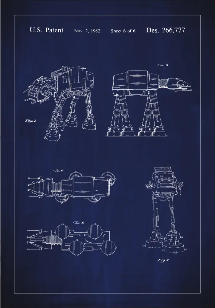 Patenteeritud joonistus - Star Wars - Walker - sinine Plakat
