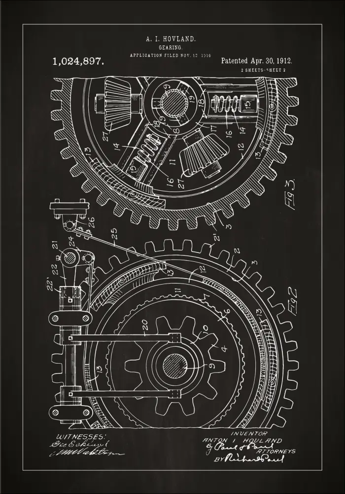 Patenteeritud joonistus - hammasratas - muster Plakat