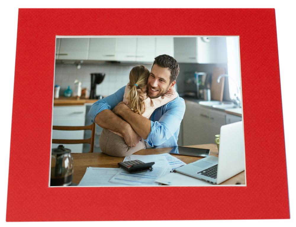 Paspartuu punane, valge äär- erimõõtude järgi valmistatud