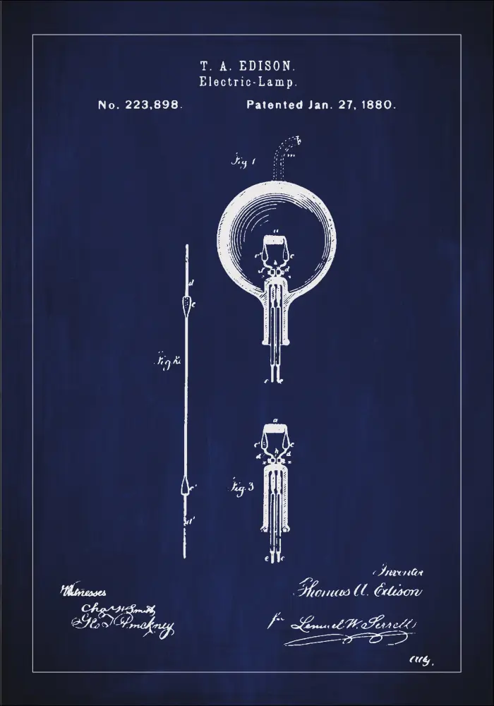 Patenteeritud joonistus - pirn B - sinine Plakat