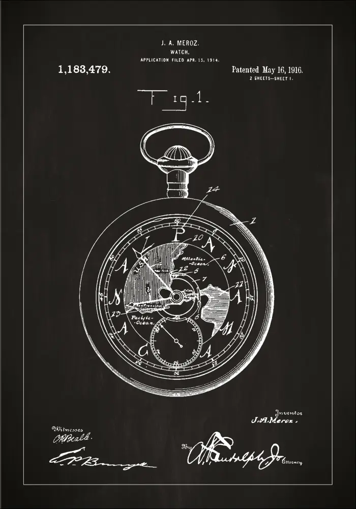 Patenteeritud joonistus - taskukell - muster Plakat