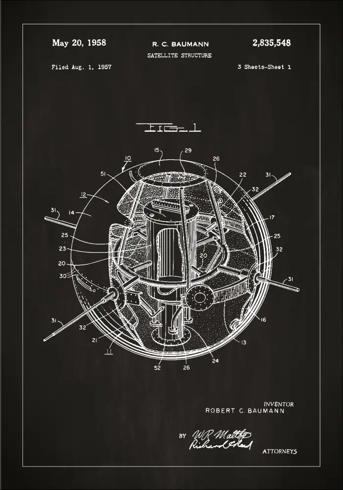 Patenteeritud joonistus - satelliit - muster Plakat