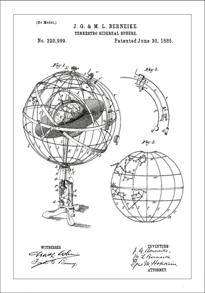 Patenteeritud joonistus - astronoomiline mudel - valge Plakat