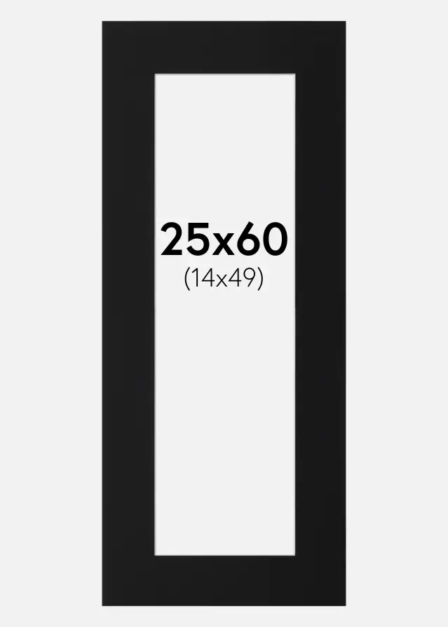 Paspartuu Must Standard (Valge Südamik) 25x60 cm (14x49)