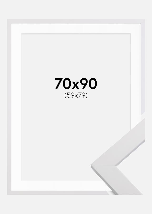 Raam White Wood 70x90 cm - paspartuu valge 60x80 cm