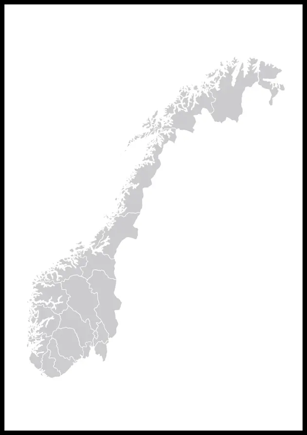 Kaart - Norge - hall Plakat