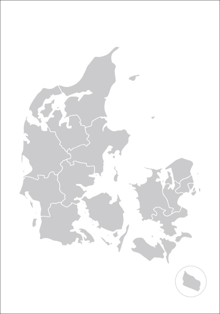 Kaart - Danmark - hall Plakat