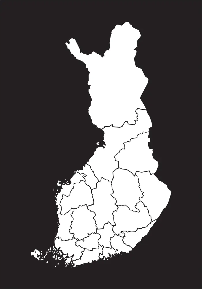 Kaart - Finland - valge Plakat