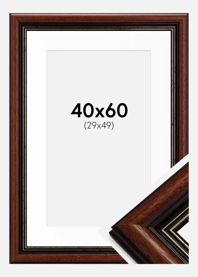 Raam Old retro 40x60 cm - paspartuu valge 30x50 cm