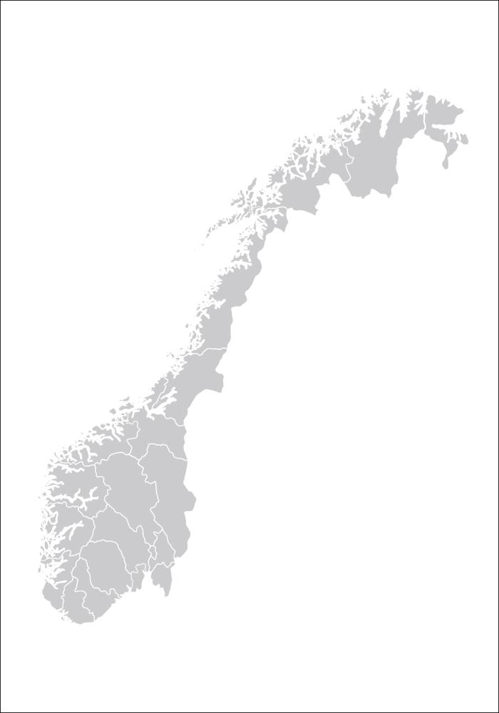 Kaart - Norge - hall Plakat