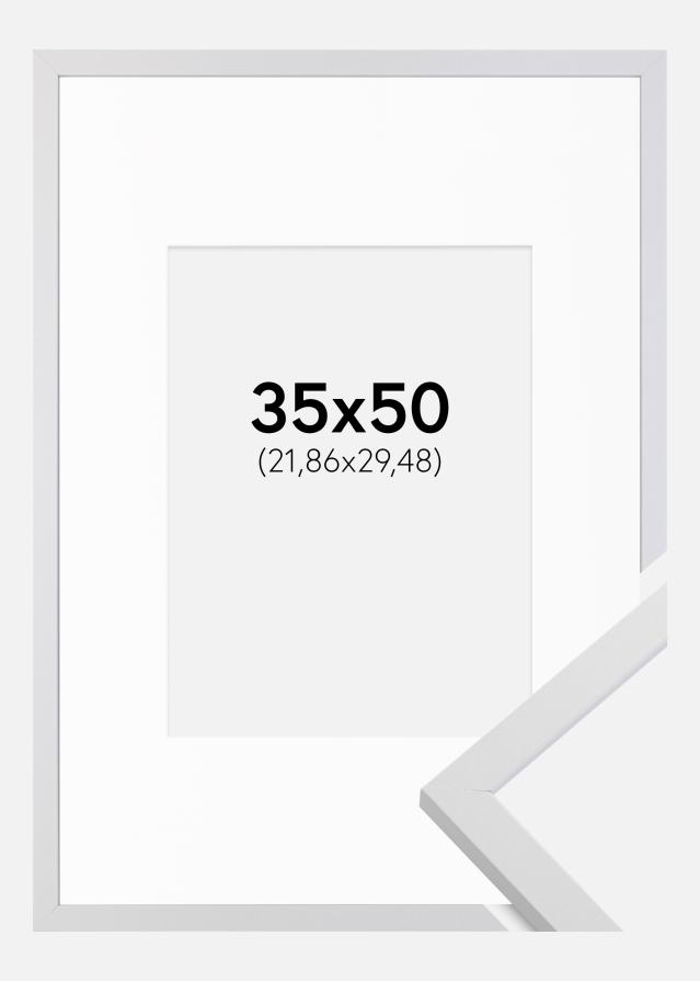 Raam Trendy valge 35x50 cm - paspartuu valge 9x12 inches