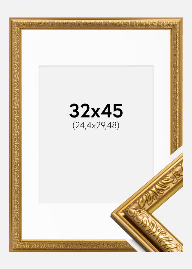 Raam Nostalgia kuldne 32x45 cm - paspartuu valge 10x12 inches