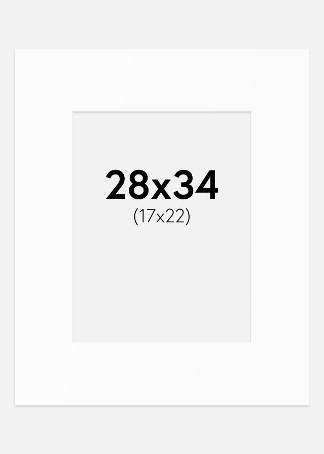 Paspartuu Valge Standard (Valge Südamik) 28x34 cm (17x22)