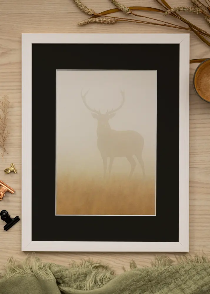 Raam stiilne valge 30x40 cm - paspartuu muster 21x29,7 cm (A4)
