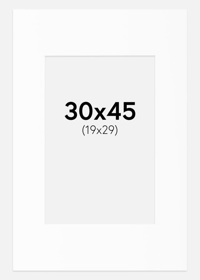 Paspartuu valge standard Valge äär 30x45 cm (19x29)