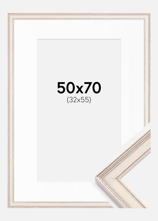 Raam Shabby Chic valge 50x70 cm - paspartuu valge 33x56 cm