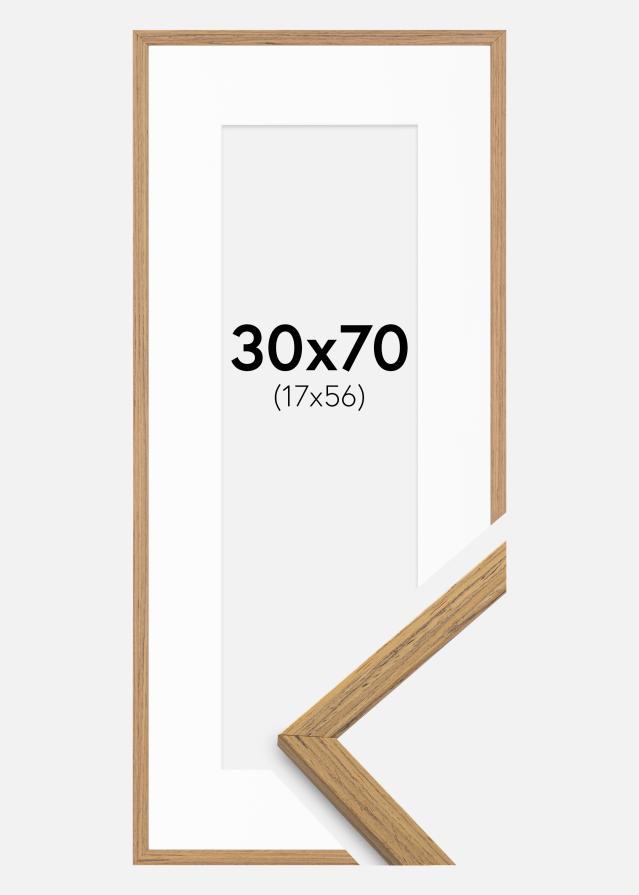 Raam Edsbyn tiigipuu 30x70 cm - paspartuu valge 18x57 cm