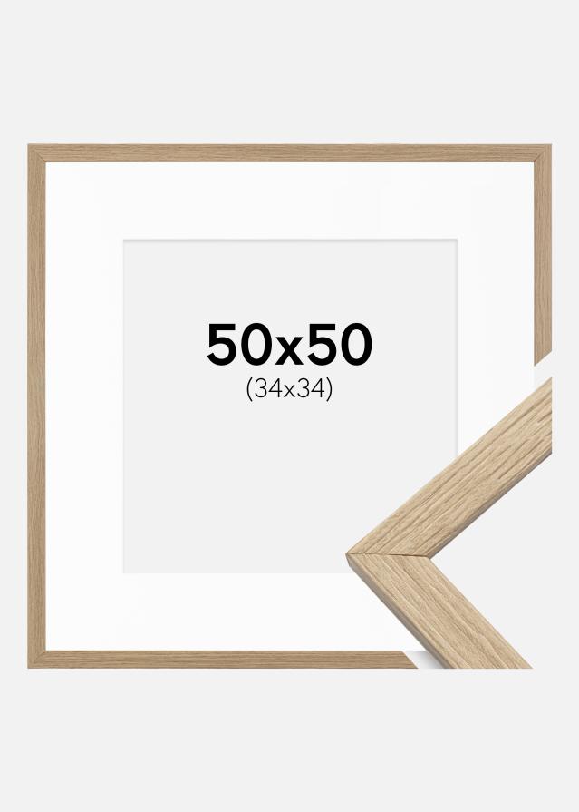 Raam stiilne tamm 50x50 cm - paspartuu valge 35x35 cm