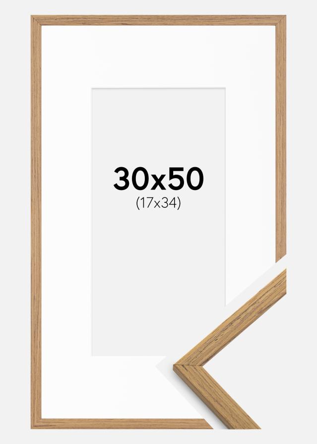 Raam Edsbyn tiigipuu 30x50 cm - paspartuu valge 18x35 cm