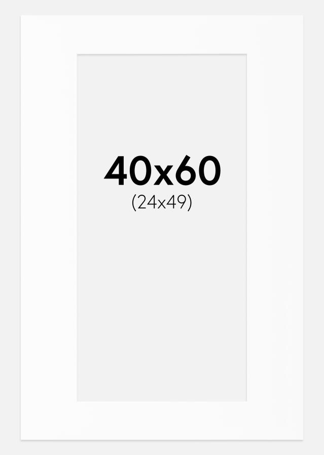 Paspartuu valge standard Valge äär 40x60 cm (24x49)