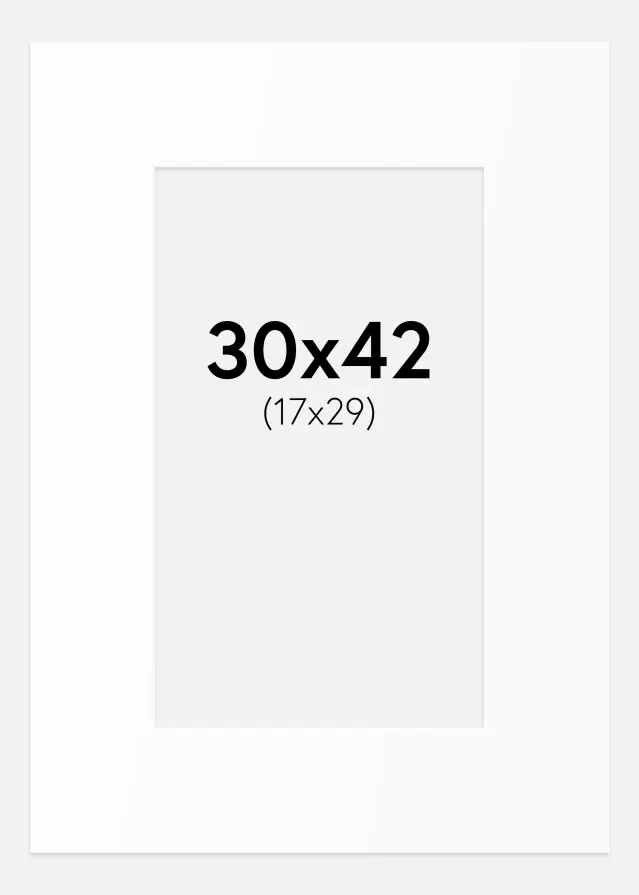 Paspartuu Valge Standard (Valge Südamik) 30x42 cm (17x29)