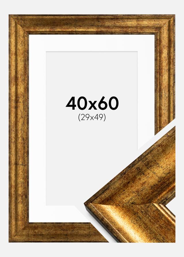 Raam Saltsjöbaden kuldne 40x60 cm - paspartuu valge 30x50 cm